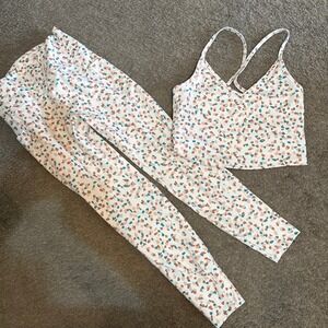 X by Gottex Women confetti Print Activewear Set Leggings Sports Bra M